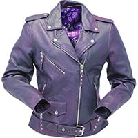 Derringer Lambskin Womens Motorcycle Jacket- Purple