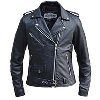 Derringer Lambskin Womens Motorcycle Jacket- Black