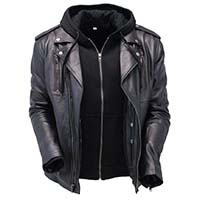 Derringer Lambskin Motorcycle Jacket With Removable Hoodie