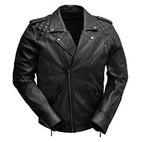 Gavin Guys Sheepskin Motorcycle Jacket With Quilted Shoulder by First MFG