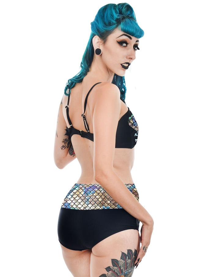 Holographic Mermaid Wendy Retro Pin Up Bikini BOTTOM by Too Fast Clothing - SALE 2X only