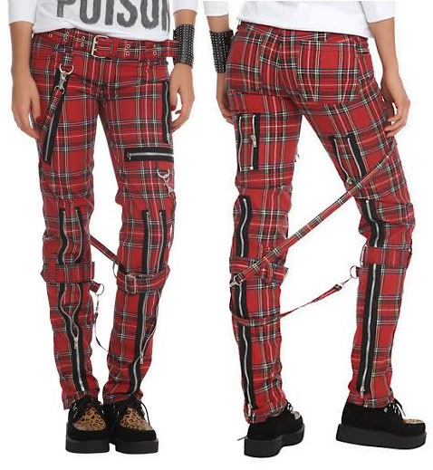 red plaid punk pants