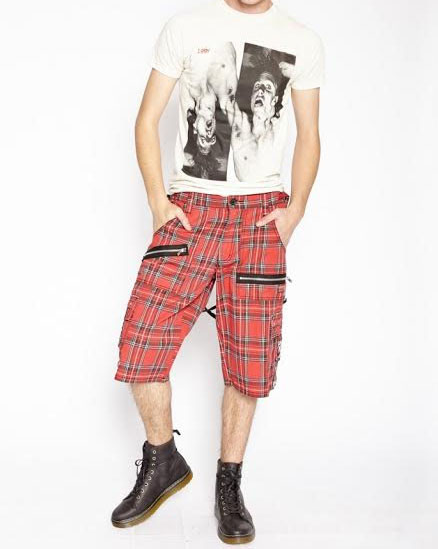 Bondage Shorts w Straps by Tripp NYC -  in Red Plaid 