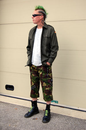 3/4 Pants Zip Bondage Pants (Long Short) by Tiger Of London- GREEN CAMO 