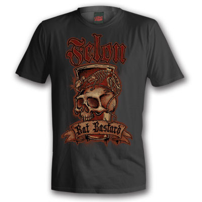 Rat Bastard on a black shirt by Felon Clothing - SALE sz S only