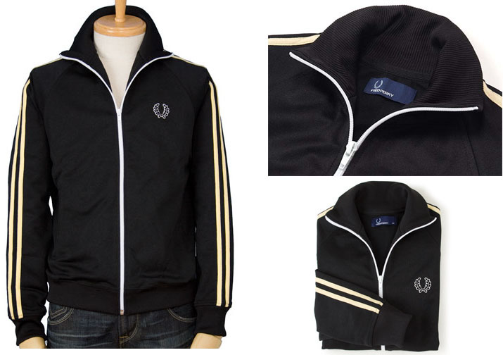 Fred Perry Track Jacket- Black/Champagne - SALE sz S only