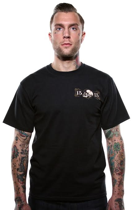 Never Die Skull on a black shirt by Lucky 13 Clothing