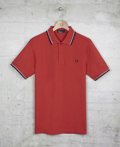Fred Perry Classic Fit Twin Tipped Polo Shirt- VINTAGE RED / GLACIER ...