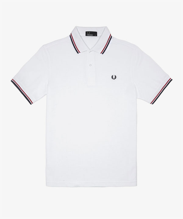 Fred Perry Classic Fit Twin Tipped Polo Shirt- WHITE / BRIGHT RED ...