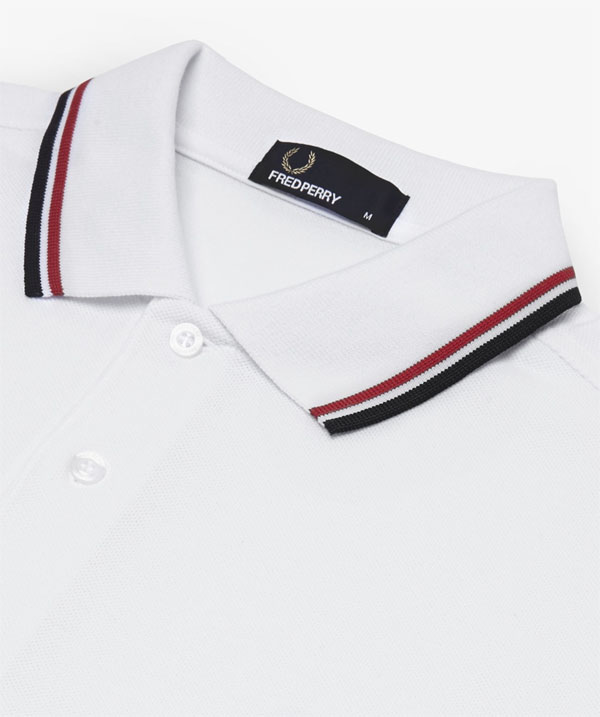 Fred Perry Classic Fit Twin Tipped Polo Shirt- WHITE / BRIGHT RED ...