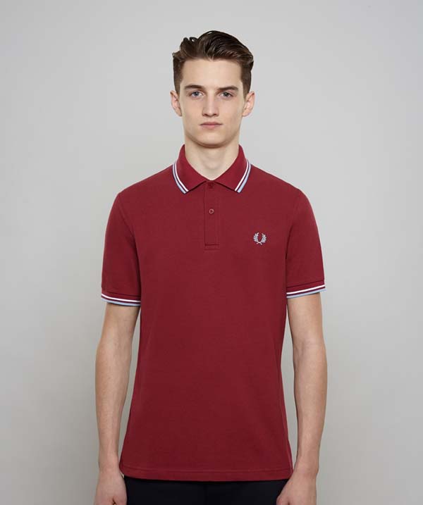 Fred Perry Laurel Collection Twin Tipped Polo Shirt- MAROON /WHITE ...