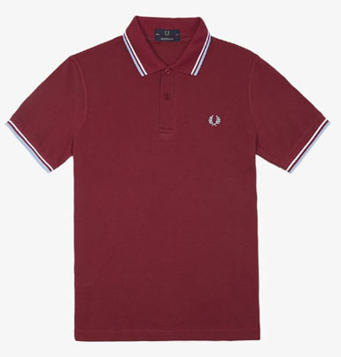 Fred Perry Laurel Collection Twin Tipped Polo Shirt- MAROON /WHITE ...