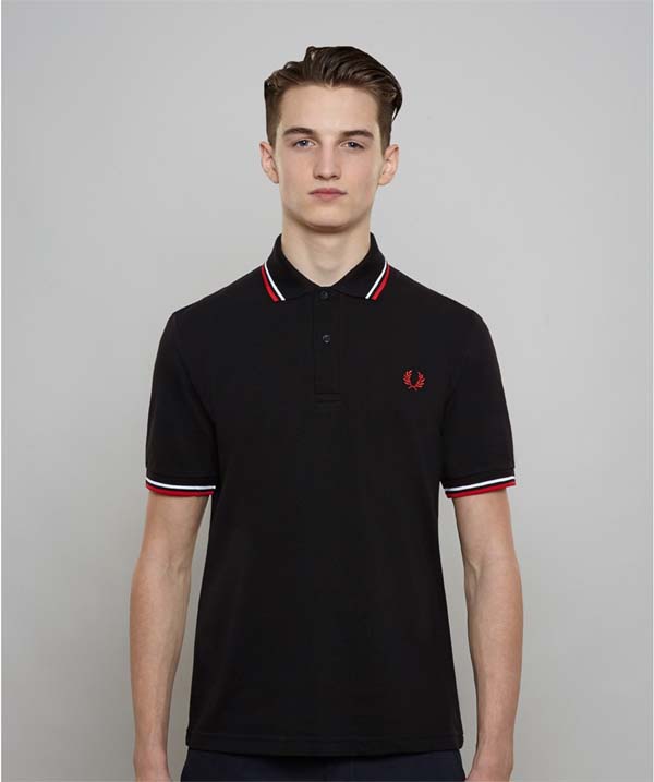 Fred Perry Laurel Collection Twin Tipped Polo Shirt- BLACK / WHITE ...