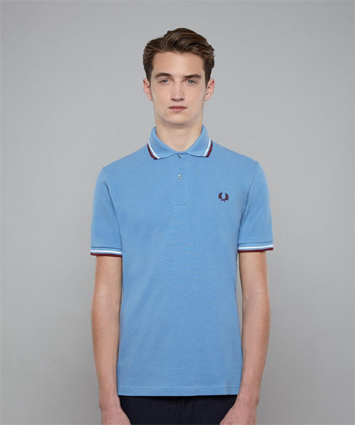 Fred Perry Laurel Collection Twin Tipped Polo Shirt- MID BLUE (Made In ...