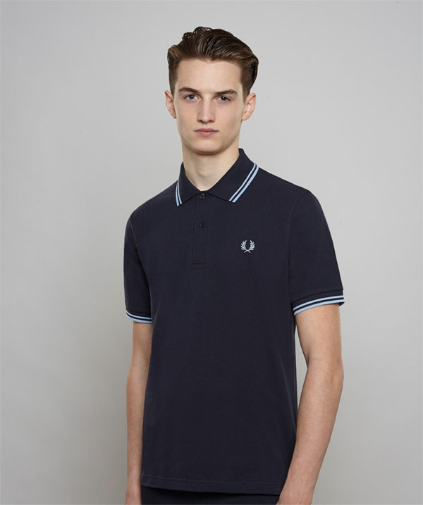 Fred Perry Laurel Collection Twin Tipped Polo Shirt- NAVY / ICE / ICE ...