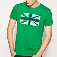 Union Jack On A Slim Fit Guys Shirt by Ben Sherman- GREEN (Sale price!)