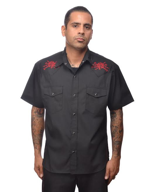 Hot Rod Western Embroidered Shirt by Steady - Black - SALE sz S only
