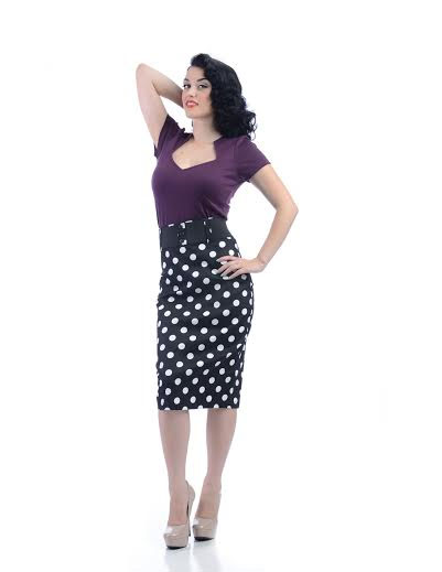 Catch Me If You Can Polka Dot Black Pencil Skirt By Steady - SALE sz S only