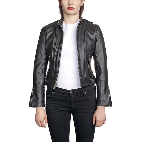 Ladys Offender Leather Jacket in BLACK by Straight To Hell (Sale price!)