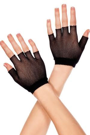 Fishnet Fingerless Wrist Gloves in black
