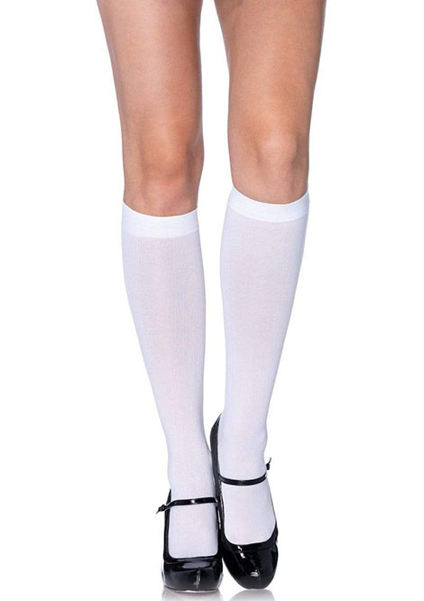 white mesh knee high socks