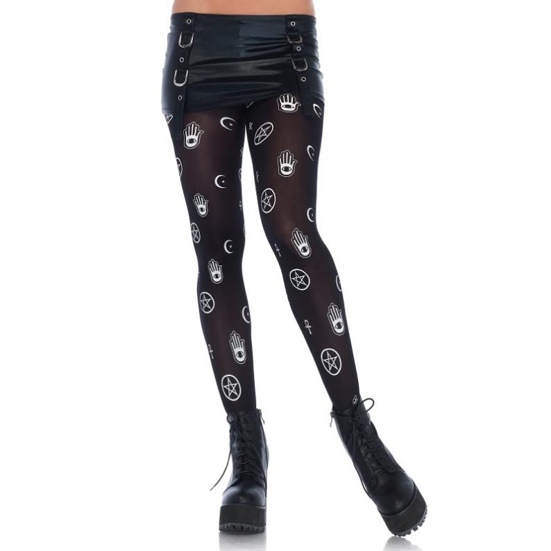 Mystical Symbols Opaque Printed Tights