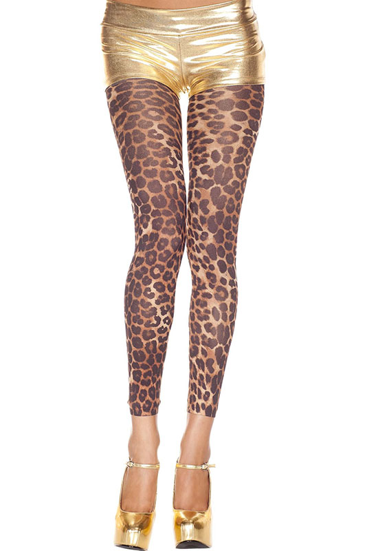 Footless Opaque Cheetah Print Legging Tights