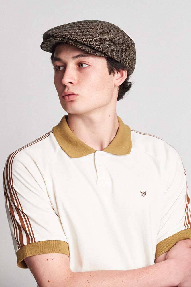 Hooligan Hat by Brixton- BROWN / KHAKI HERRINGBONE - Brixton Hats