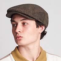 Hooligan Hat by Brixton- BROWN / KHAKI HERRINGBONE (Sale price!)