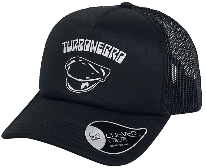 Turbonegro- Logo on front, Erection under brim on a black trucker hat (Import)
