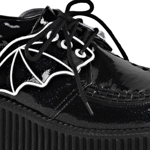 Black Glitter Bat Wing Creeper by Demonia Footwear - sz 7 & 8 only