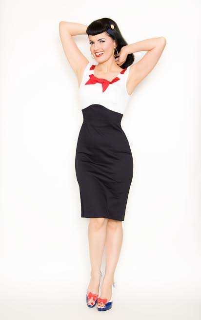 white top red bottom dress