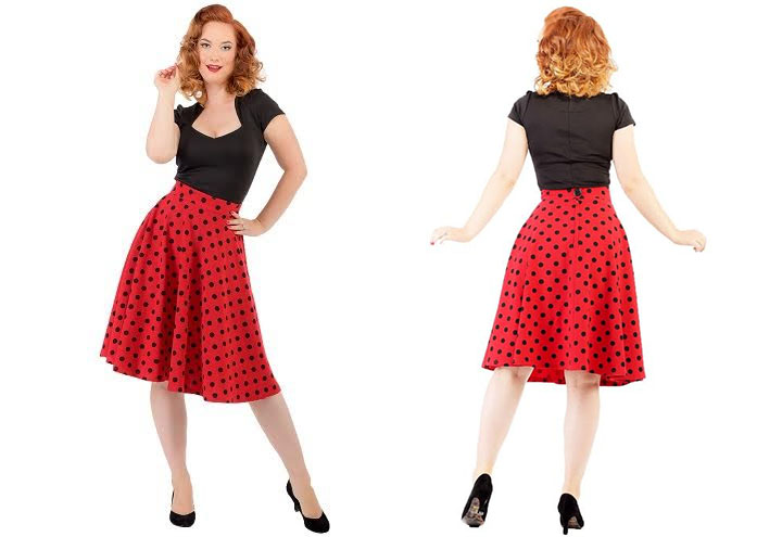Red & Black Polka Dot Thrills High Waisted Skirt By Steady Clothing - SALE Size 4X Only