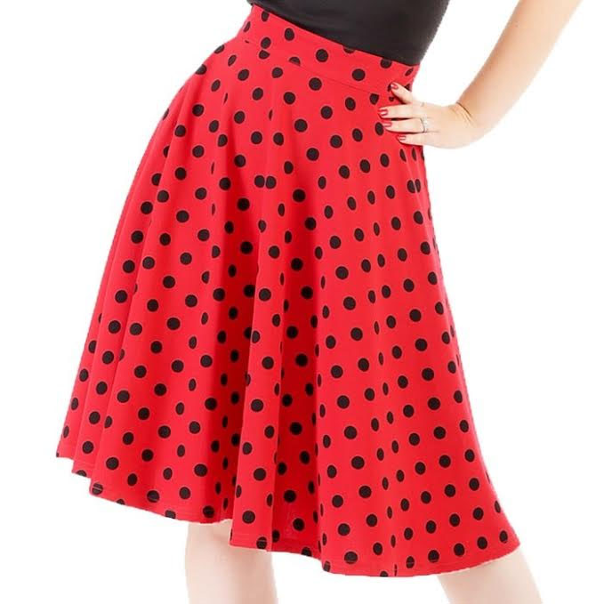 Red & Black Polka Dot Thrills High Waisted Skirt By Steady Clothing - SALE Size 4X Only