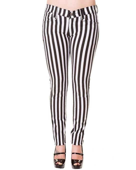 Beetlejuice Black & White Stripe Skinny Jeans by Banned Apparel - Girls ...
