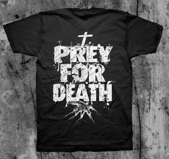 Warbringer- Crawl on front, Prey For Death on back on a black shirt