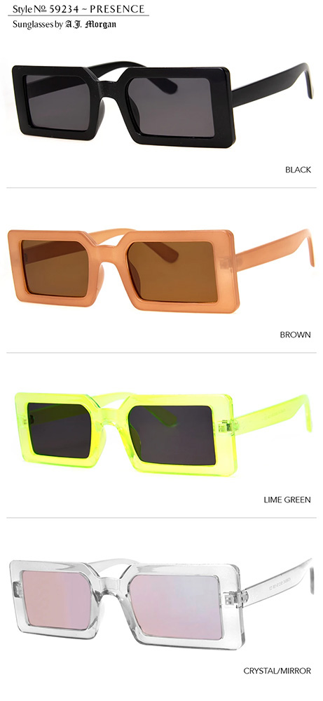 Presence Large Rectangular Frame Sunglasses - assorted colors #15