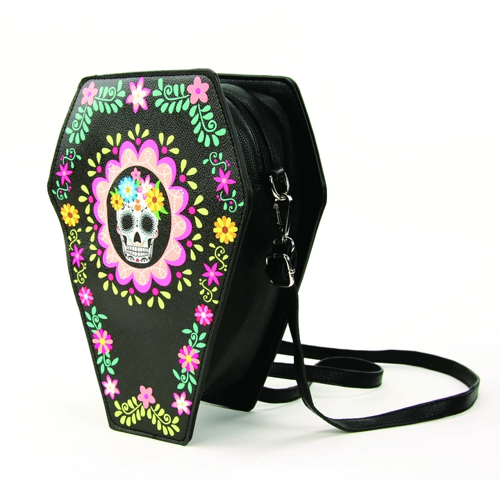 Sugar Skull Coffin Convertible Crossbody Bag / Backpack by Comeco 