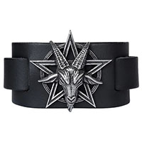 Baphomet Pewter & Leather Unisex Bracelet -by Alchemy England 1977