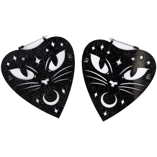 Ouija Cat Plug Friendly Black Oversized Hoop Earrings by Too Fast