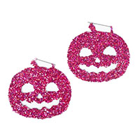 Pink Glitter Pumpklin Plug Friendly Black Oversized Hoop Earrings by Too Fast