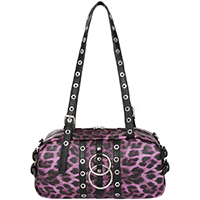Hexy Glam Handbag by Banned Alternative - Purple Leopard