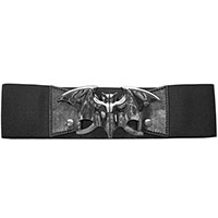 Wide Elastic Retro Belt by Kreepsville  666 -  Silver Bat on a Black Belt