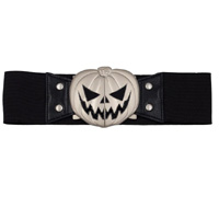 Wide Elastic Retro Belt by Kreepsville  666 -  Black Pumpkin