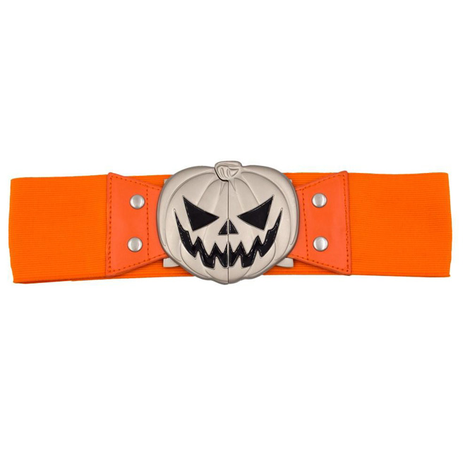 Wide Elastic Retro Belt by Kreepsville 666 - Orange Pumpkin