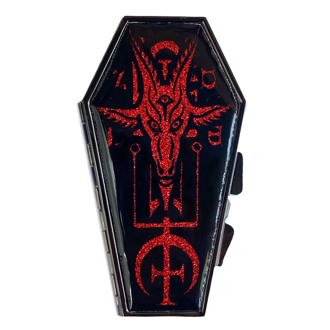 Baphomet Red Glitter Goat Coffin Compact / Mirror by Kreepsville 666