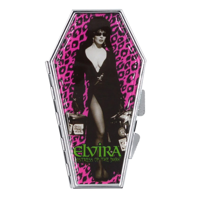 Elvira Coffin Leopard Luggage Compact / Mirror by Kreepsville 666