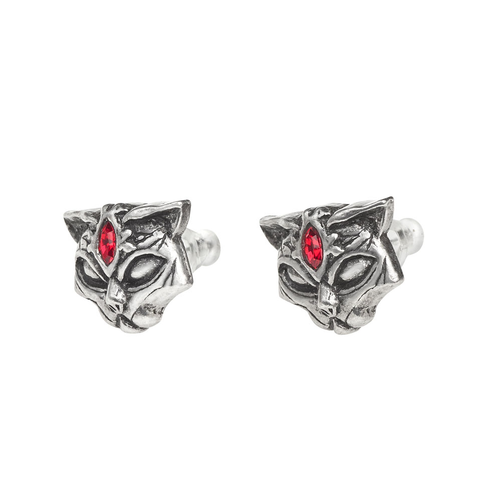 Sacred Cat Pewter Stud Earrings -by Alchemy England 1977