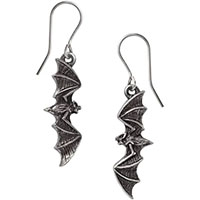 Nightflight Bat Dangle Pewter Earrings by Alchemy England 1977