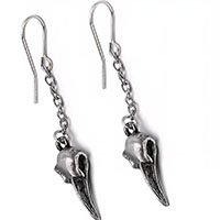 Rabenschadel Schlenker Raven Skull Dangle Pewter Skull Earrings by Alchemy England 1977